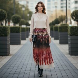 Topshop Maxi watercolor Slit silk Skirt Approx Small